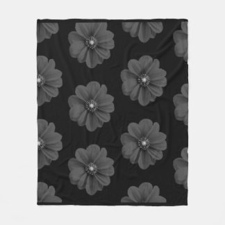 Couverture Polaire "Fleur illustrée en Motif gris-noir"