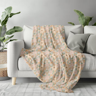 Couverture Polaire Fleur Motif Boho Vintage