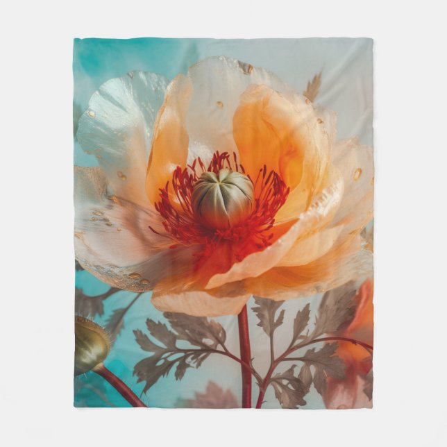 Couverture Polaire Fleur orange délicate (Devant)