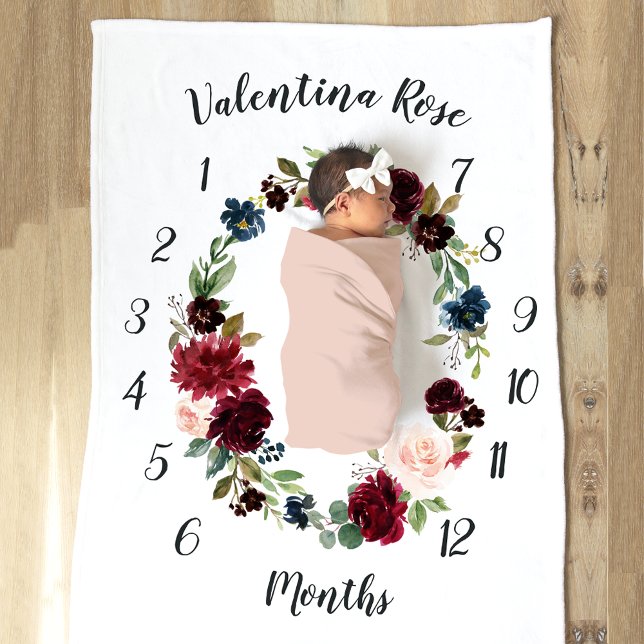 Couverture Polaire Fleur radiante Jalon mensuel du bébé (Créateur téléchargé)