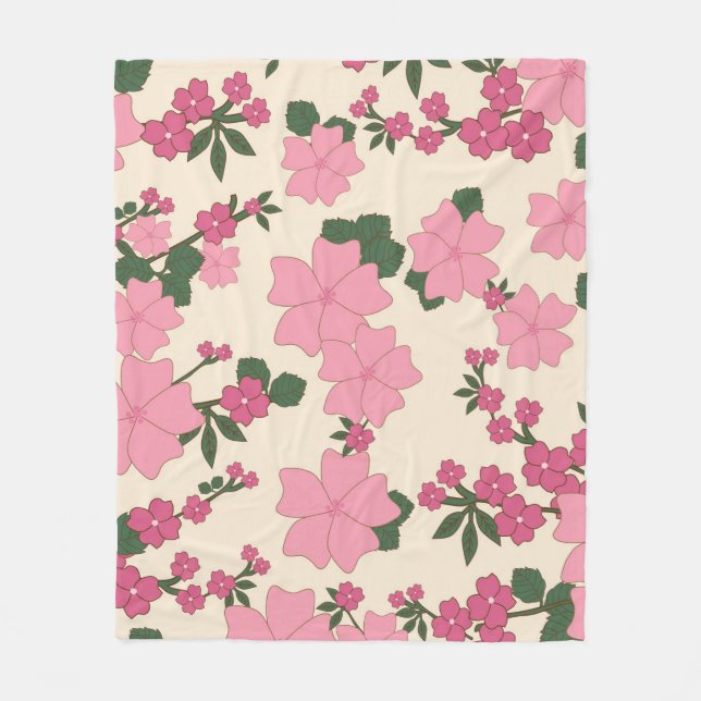 Couverture Polaire Fleur rose (Devant)