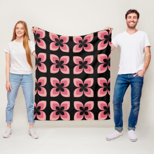 Couverture Polaire Fleur rose bicolore