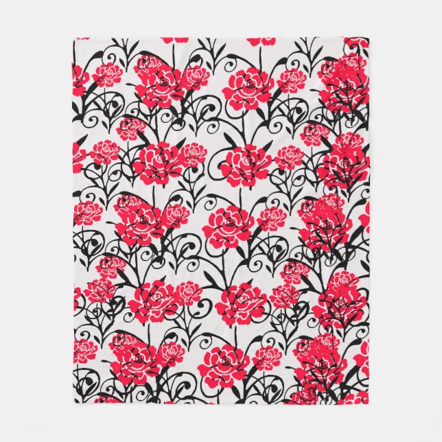 Couverture Polaire Fleur rouge Floral Illustration Motif Design (Devant)