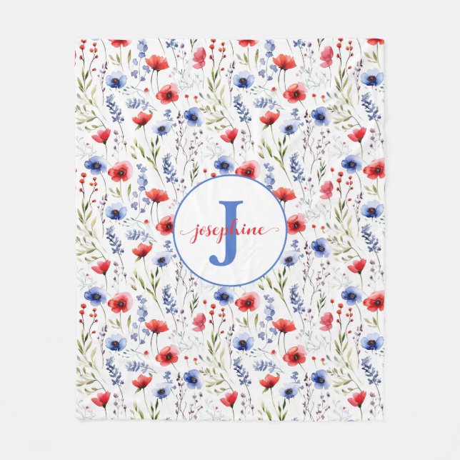 Couverture polaire Fleur sauvage aquarelle personn (Devant)