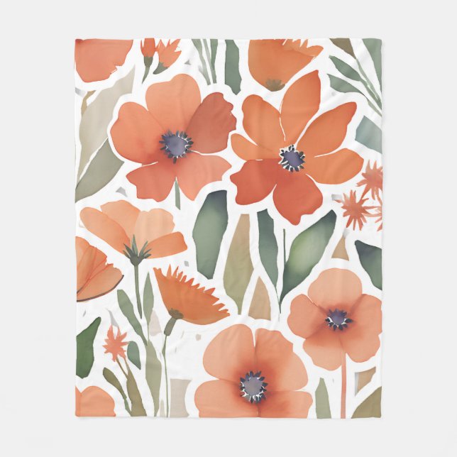 Couverture Polaire Fleur sauvage en terre cuite Boho rustique lancer  (Devant)