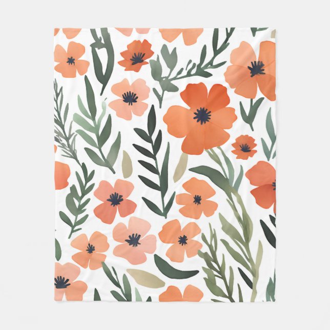 Couverture Polaire Fleur sauvage en terre cuite Boho rustique lancer  (Devant)