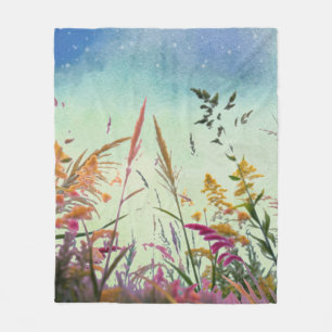 Couverture Polaire Fleur sauvage Et Étoiles
