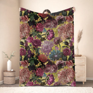 Couverture Polaire Fleur vintage couleur jaune
