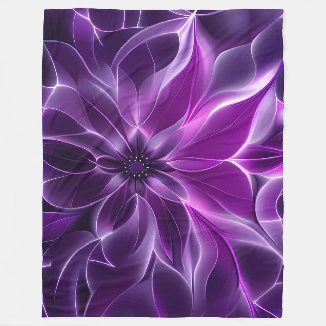 Couverture Polaire Fleur violette profonde fractale hypnotique (Devant)