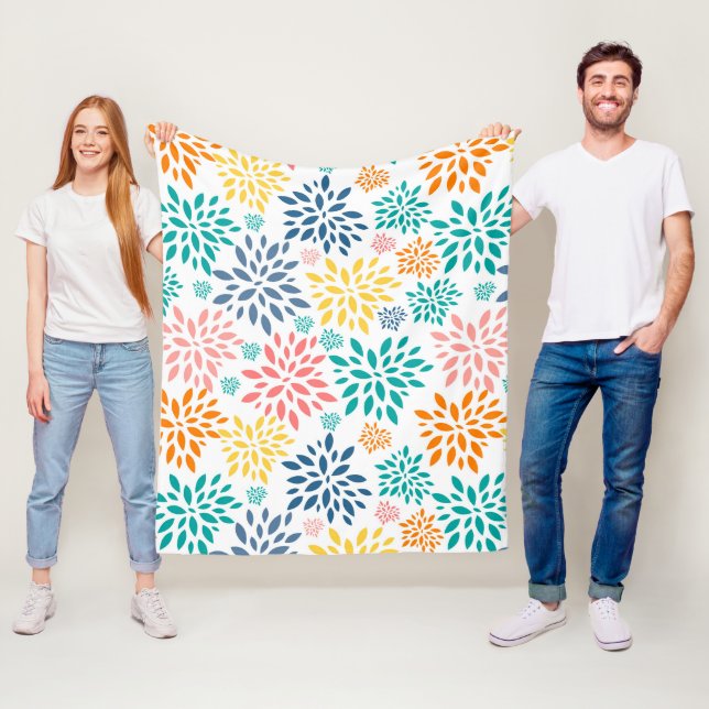 Couverture Polaire Fleurs abstraites colorées motif (En situation)