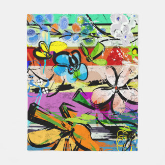 Couverture Polaire Fleurs Abstraites, Composition des lignes géométri