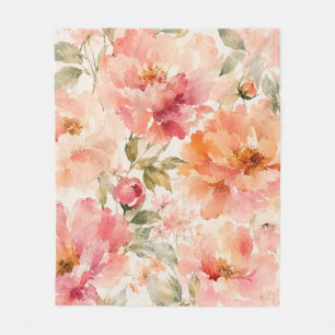Couverture Polaire Fleurs aquarelles romantiques chaudes d'été
