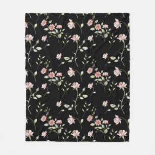 Couverture Polaire Fleurs aquarelles rose pâle