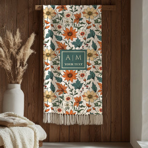 Couverture Polaire Fleurs Automnales Élégantes Olive Sage Cuivre Terr
