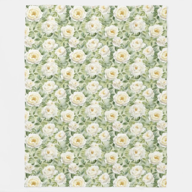 Couverture Polaire Fleurs Blanches Chic Baby Shower de Mariée (Devant)
