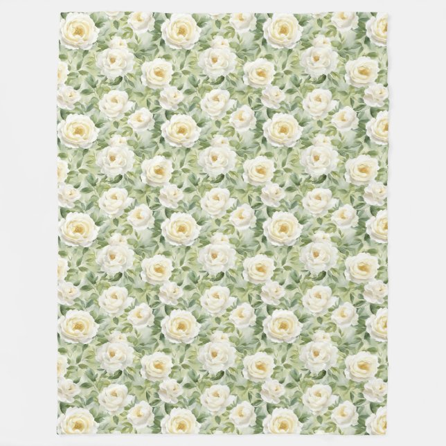 Couverture Polaire Fleurs Blanches Chic pour une Mariée (Devant)