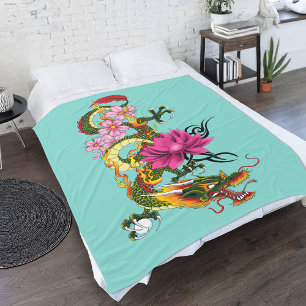 Couverture Polaire Fleurs chinoises de cerisiers de Lotus