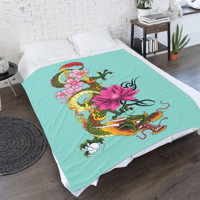 Couverture Polaire Fleurs chinoises de cerisiers de Lotus (Créateur téléchargé)