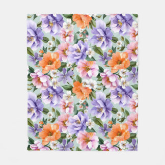 Couverture Polaire Fleurs colorées assourdies Fleur boho