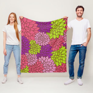 Couverture Polaire Fleurs Dahlia, Fleurs Colorées, Motif Floral