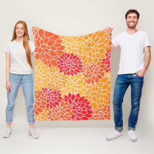 Couverture Polaire Fleurs Dahlia, Motif De Fleurs, Dahlia Orange