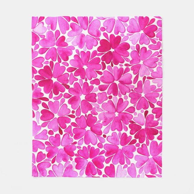 Couverture Polaire Fleurs d'aquarelle rose délicates (Devant)