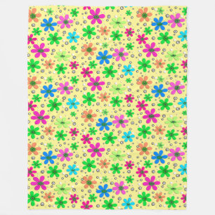 Couverture Polaire Fleurs de camomille multicolores lumineuses sur un