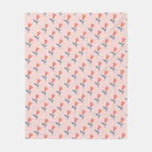 Fleurs de corail doux et motif de feuilles bleues