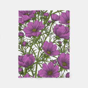 Couverture Polaire Fleurs de cosmos violet