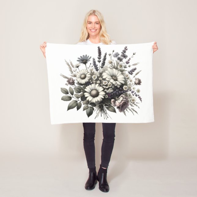 Couverture Polaire Fleurs de cottage vintages (En situation)