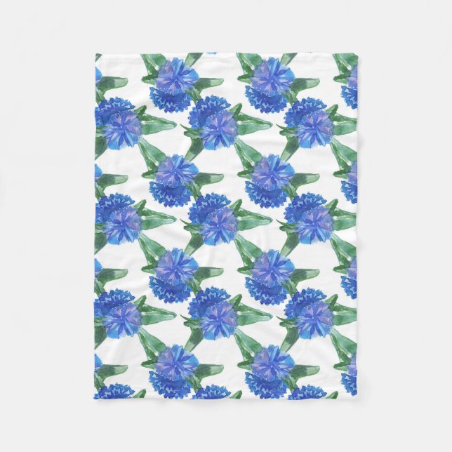 Couverture Polaire fleurs de couleur d'eau (Devant)