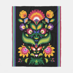 Couverture Polaire Fleurs de folklore, mélange de couleurs 2 sur le