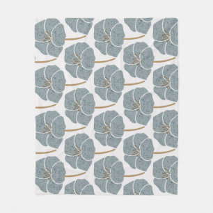 Couverture Polaire Fleurs de Géranium Bleu Motif romantique.