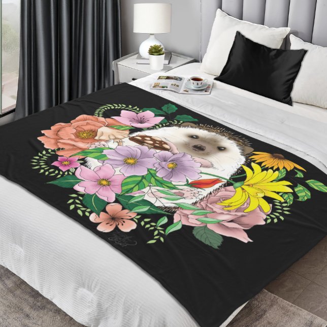 Couverture Polaire Fleurs de hérisson mignonnes (Créateur téléchargé)