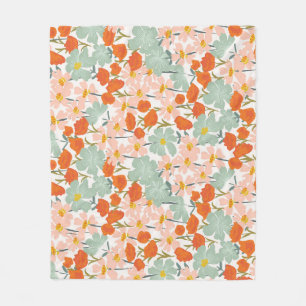 Couverture Polaire Fleurs de jardin : rose, orange sans soudure