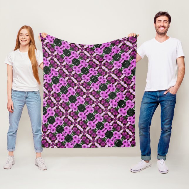 Couverture Polaire Fleurs de marguerite violette Conception abstraite (En situation)