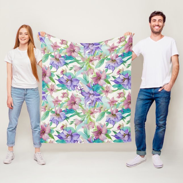 Couverture Polaire Fleurs de motifs floraux (En situation)