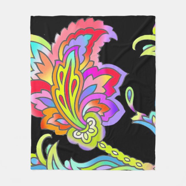 Couverture Polaire Fleurs de néon (Devant)