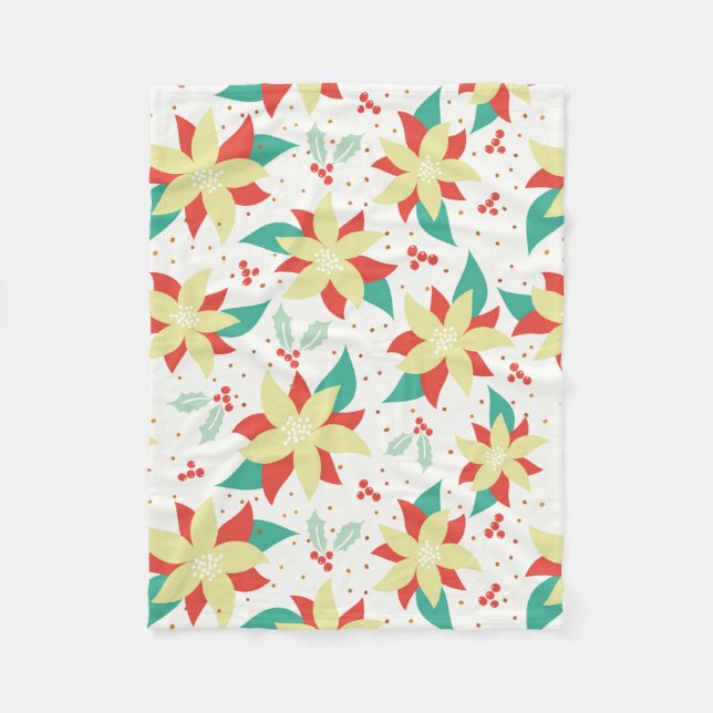 Couverture Polaire Fleurs De Noël Et Mistletoe (Devant)