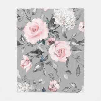 Couverture Polaire Fleurs de printemps Feuille main tiré