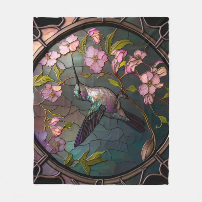 Couverture Polaire Fleurs de printemps Motifs en verre lisse (Devant)