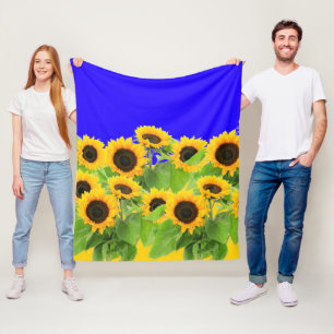 Couverture Polaire Fleurs de soleil - drapeau ukrainien Paix Liberté