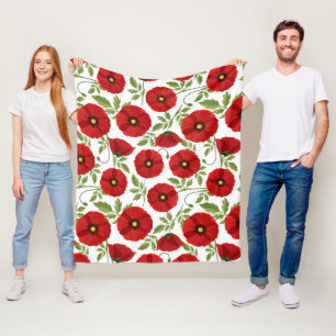 Couverture Polaire Fleurs d'été joyeuses floraison de pavot