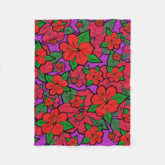 Couverture Polaire Fleurs d'Hibiscus #1