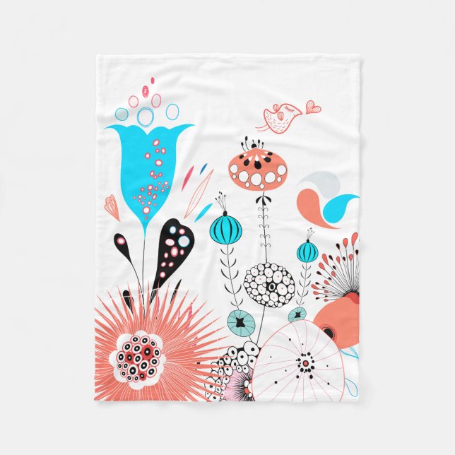 Couverture Polaire Fleurs d'Imaginaire et Birdie (Devant)