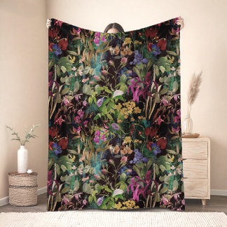 Couverture Polaire Fleurs douces aux feuilles colorées