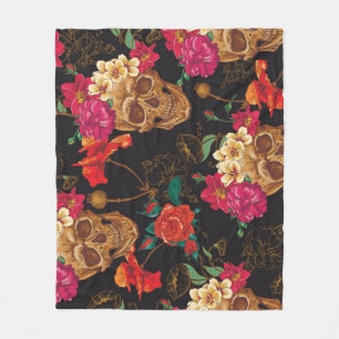Couverture Polaire Fleurs du crâne : Arrière - plan foncé sans coutur