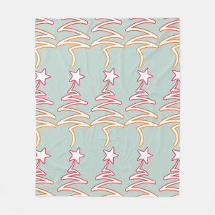 Couverture Polaire Fleurs et Étoiles Zig Zag Gris Vert