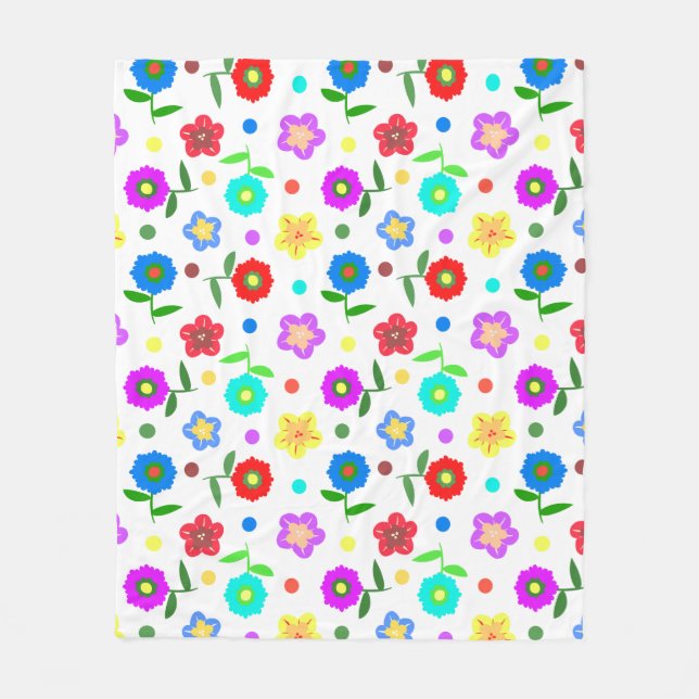 Couverture Polaire Fleurs et points (Devant)