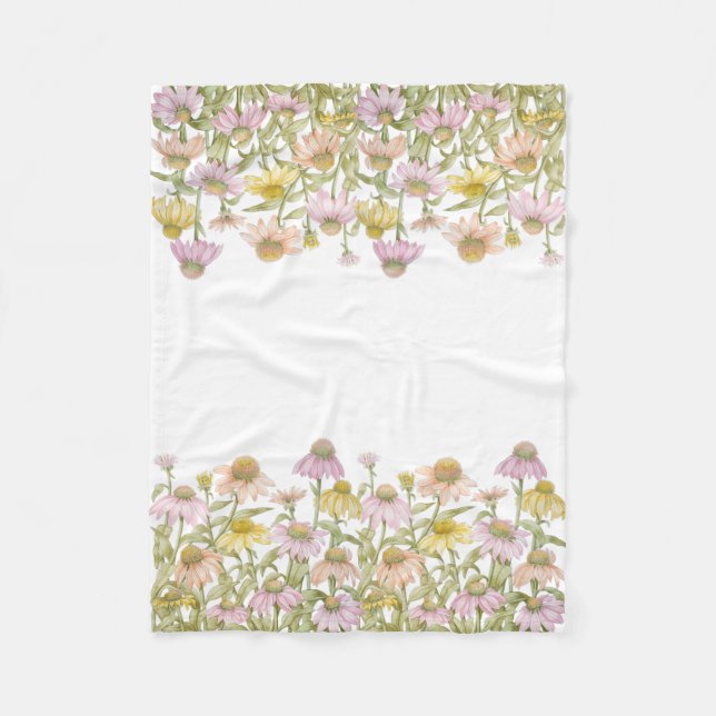 Couverture Polaire Fleurs Florales Botaniques Aquarelle Petite (Devant)